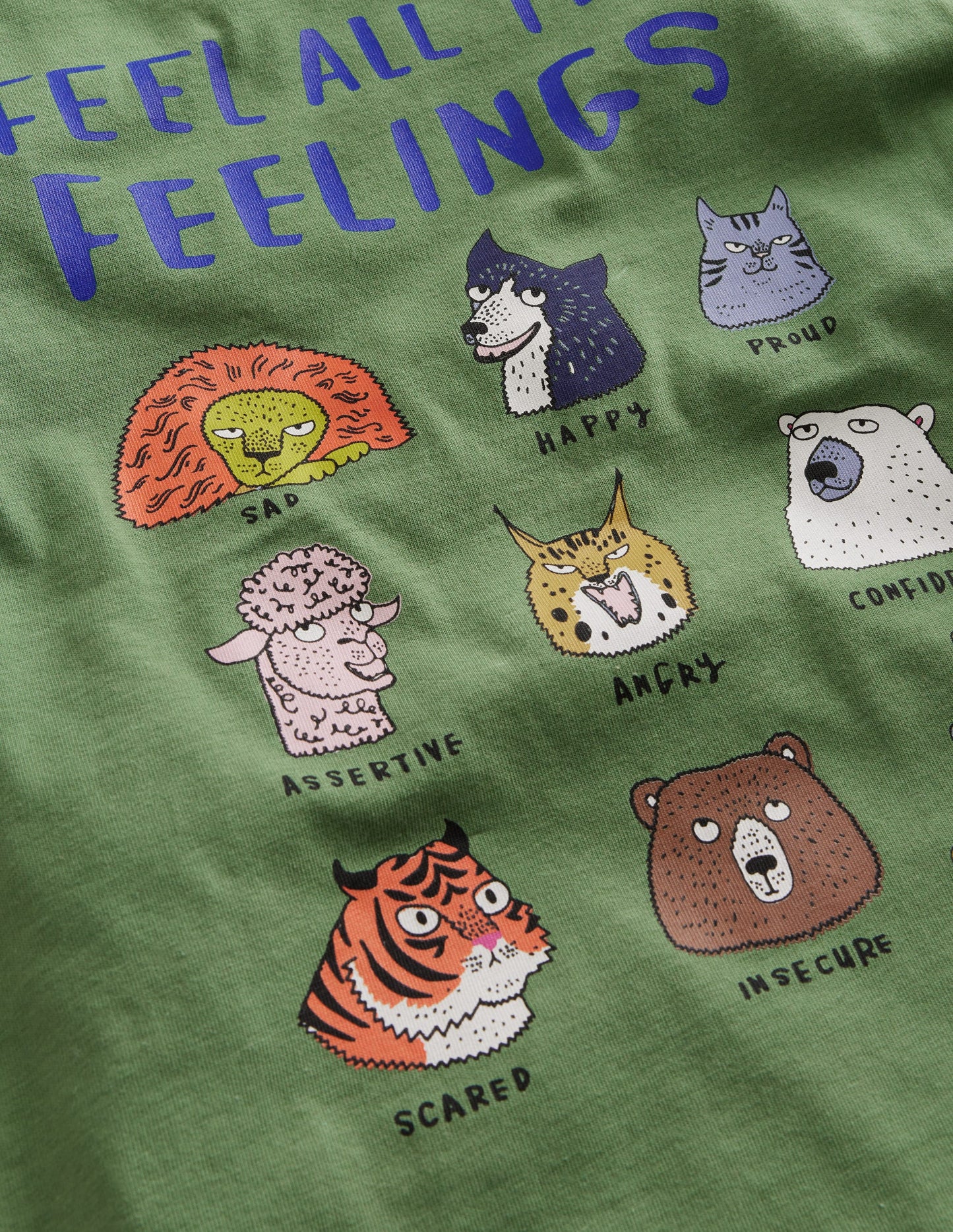 Feel The Feelings T-shirt-Safari Green Animals