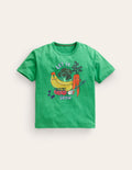 Relaxed Printed T-Shirt-Pea Green Veggies