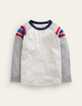 Long Sleeve Raglan T-shirt-Ivory/Grey Marl