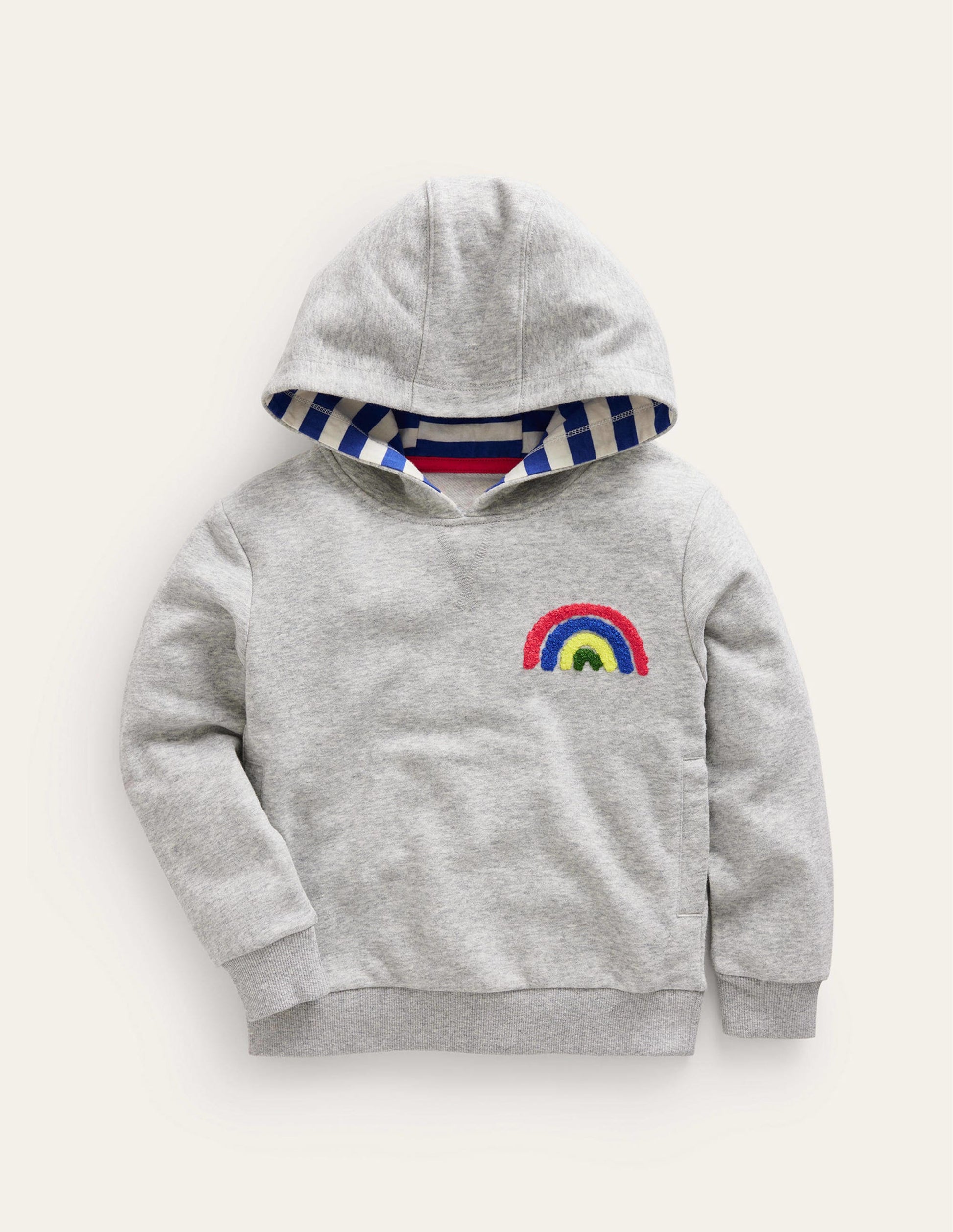 Appliqué Rainbow Hoodie-Silver Marl Rainbow-2