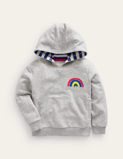 Appliqué Rainbow Hoodie-Silver Marl Rainbow-2