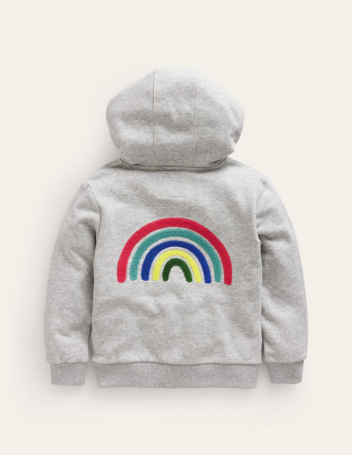 Appliqué Rainbow Hoodie-Silver Marl Rainbow