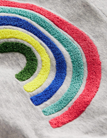 Appliqué Rainbow Hoodie-Silver Marl Rainbow-4
