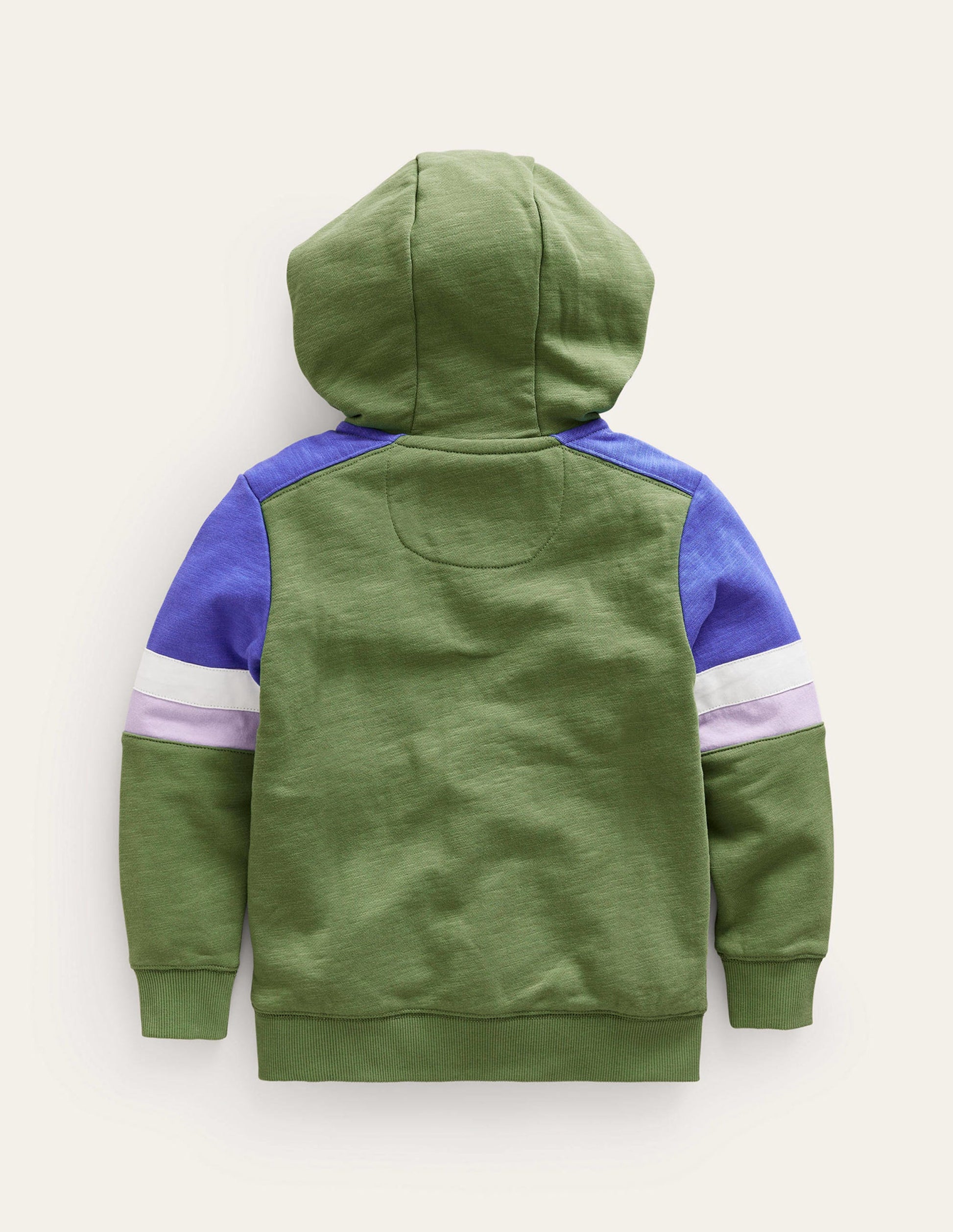 Colourblock Zip Hoodie-Safari Green/Blue Heron-2