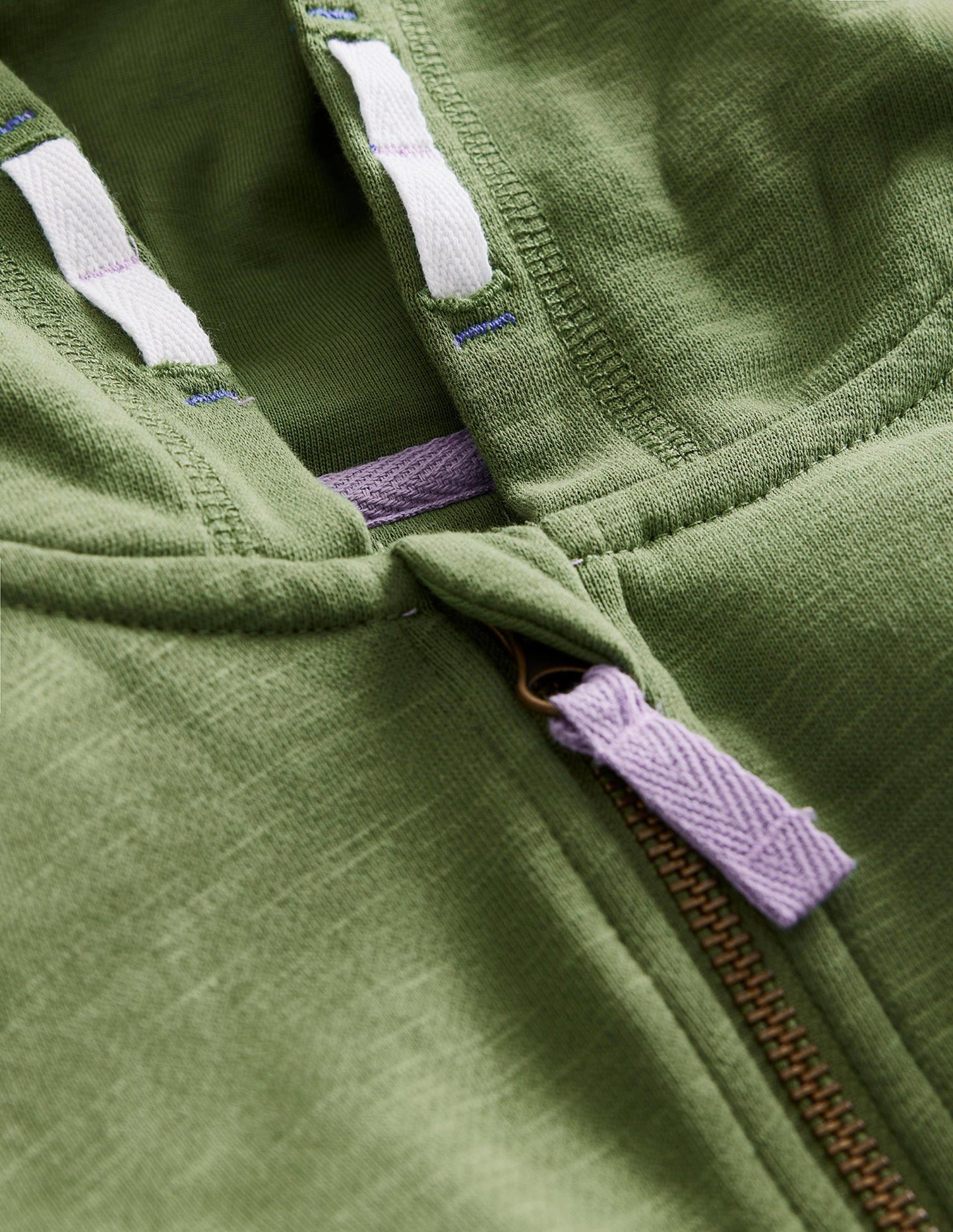 Colourblock Zip Hoodie-Safari Green/Blue Heron