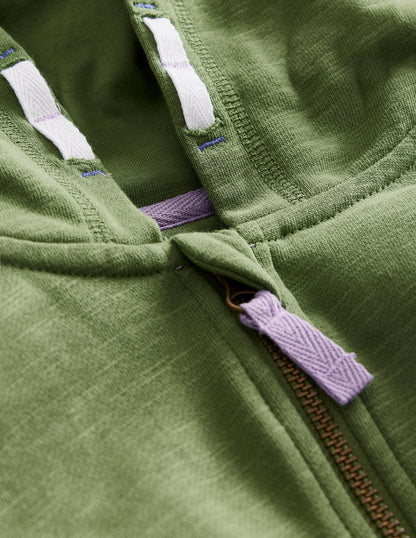 Colourblock Zip Hoodie-Safari Green/Blue Heron-3