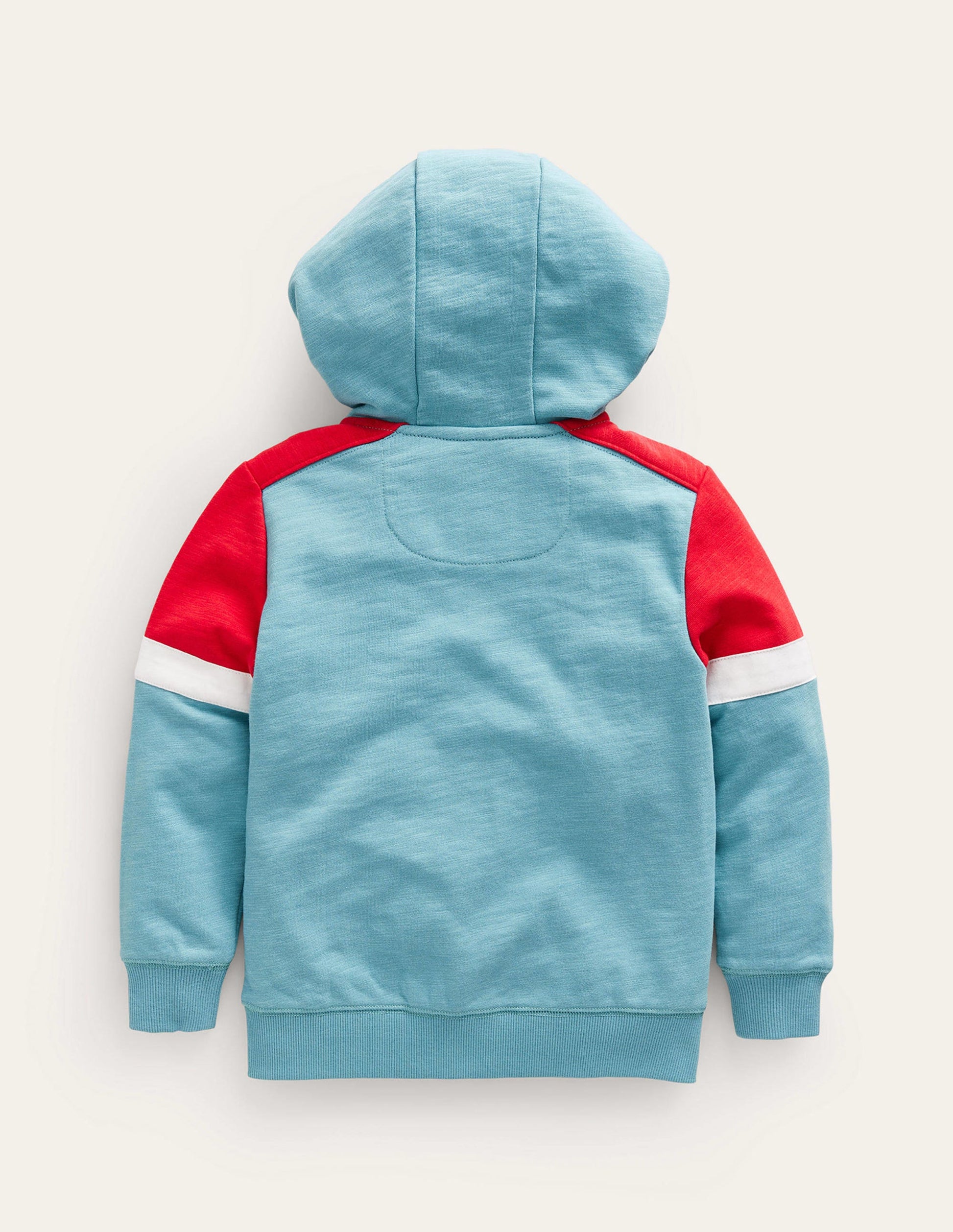 Colourblock Zip Hoodie-Duck Egg Blue/Poppy Red-2