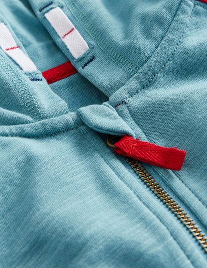 Colourblock Zip Hoodie-Duck Egg Blue/Poppy Red-3
