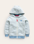 Textured Stripe Hoodie-Duck Egg Blue/Ivory