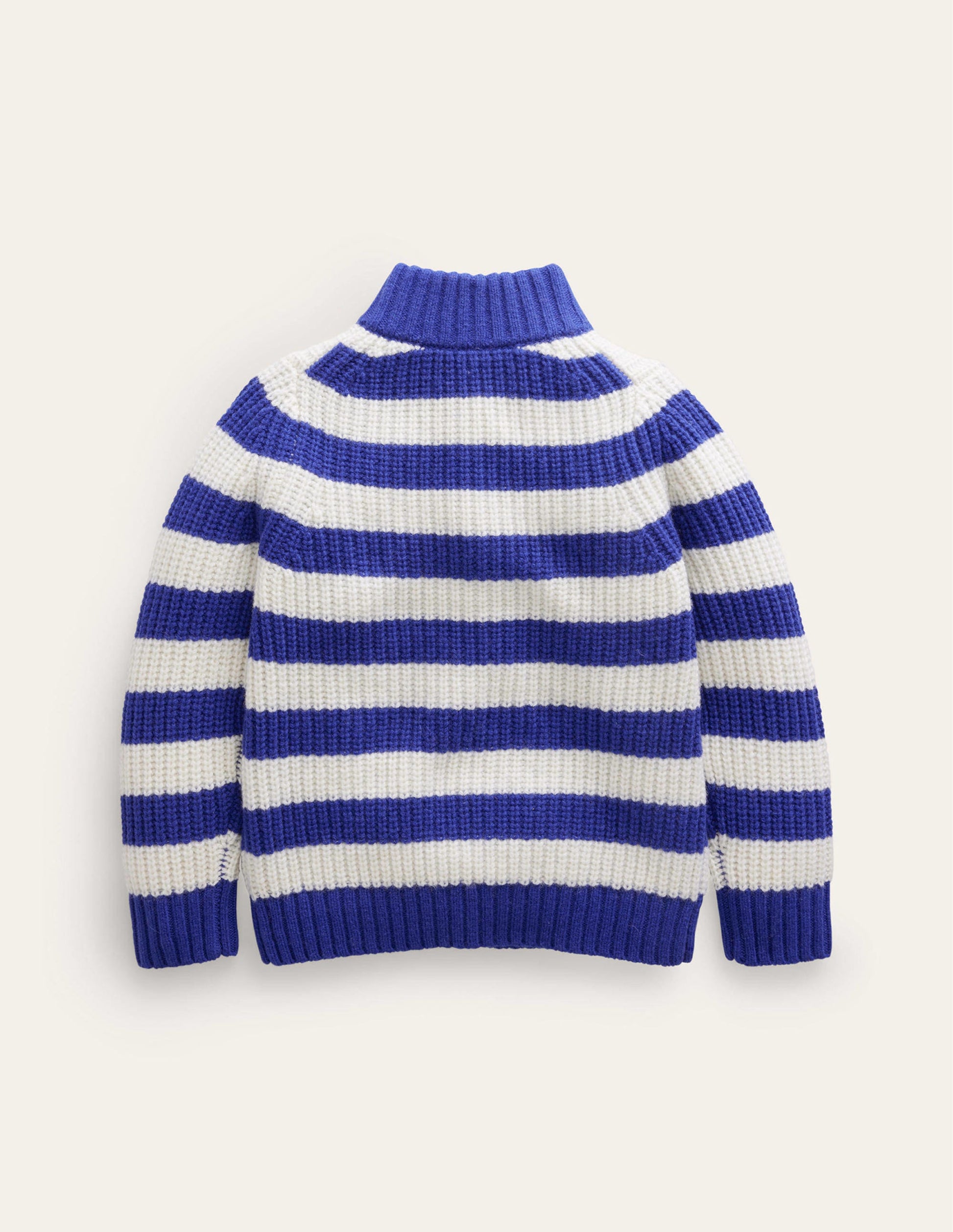 Chunky Half Zip Jumper-Greek Blue and Ivory-2