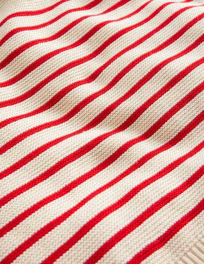 Nautical Stripe Jumper-Ecru Marl and Jam Red Stripe-4