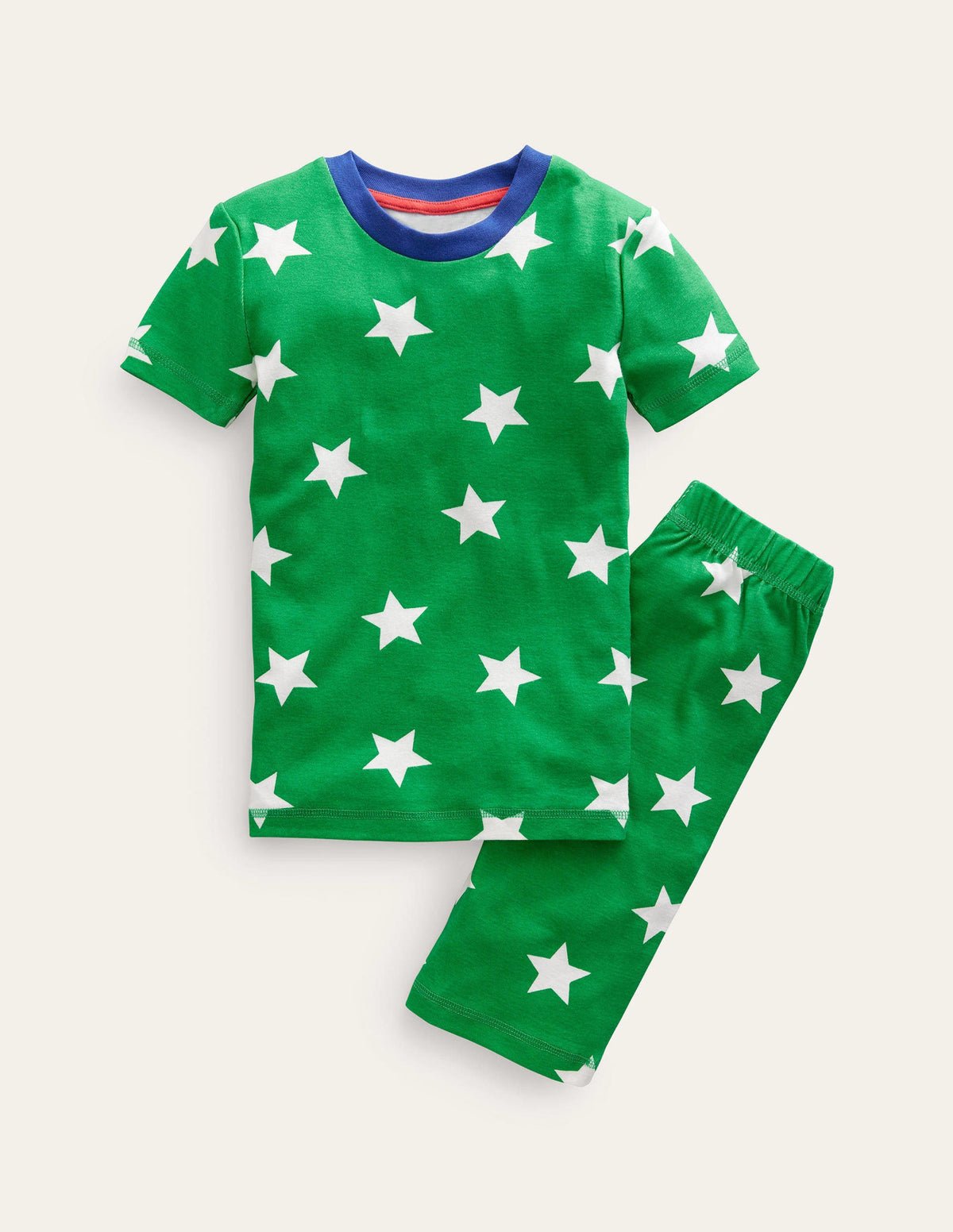 Snug Short John Pyjamas-Green/Ecru Star-1
