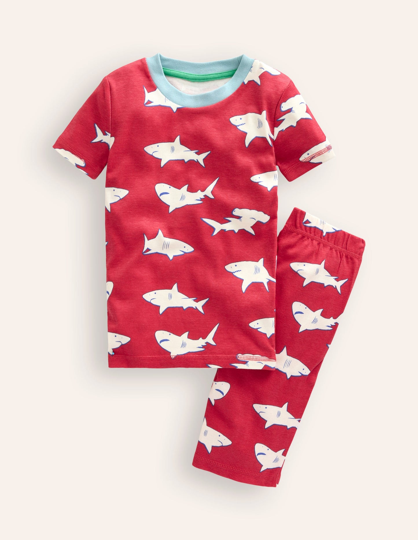 Snug Short John Glow Pyjamas-Red Sharks