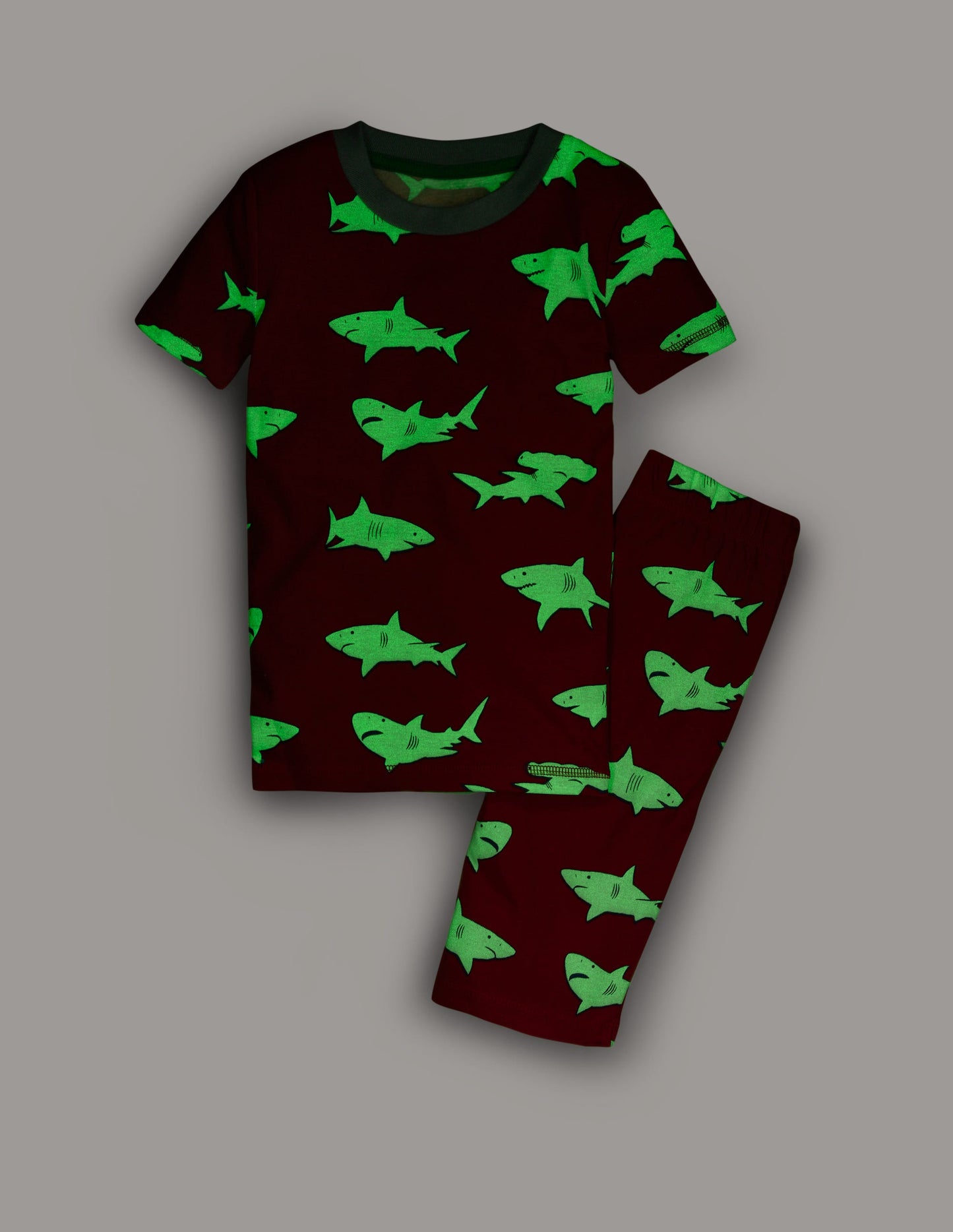 Snug Short John Glow Pyjamas-Red Sharks