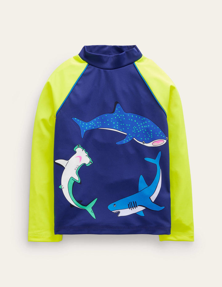 Logo Rash Vest-Sapphire Blue Sharks