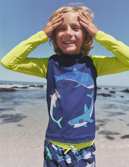Logo Rash Vest-Sapphire Blue Sharks-1