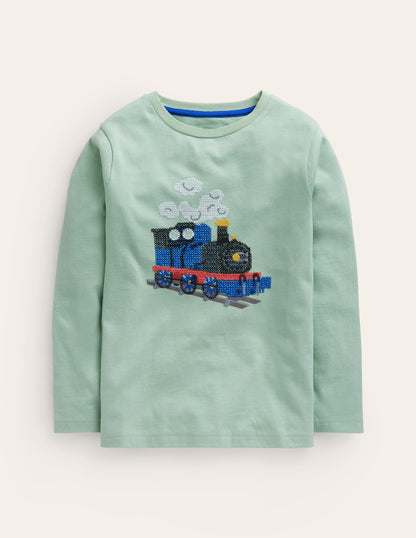 Cross-Stitch Cotton T-Shirt-Pistachio-1
