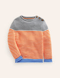 Everyday Stripe Cotton Jumper-Terracotta Orange & Ecru Marl