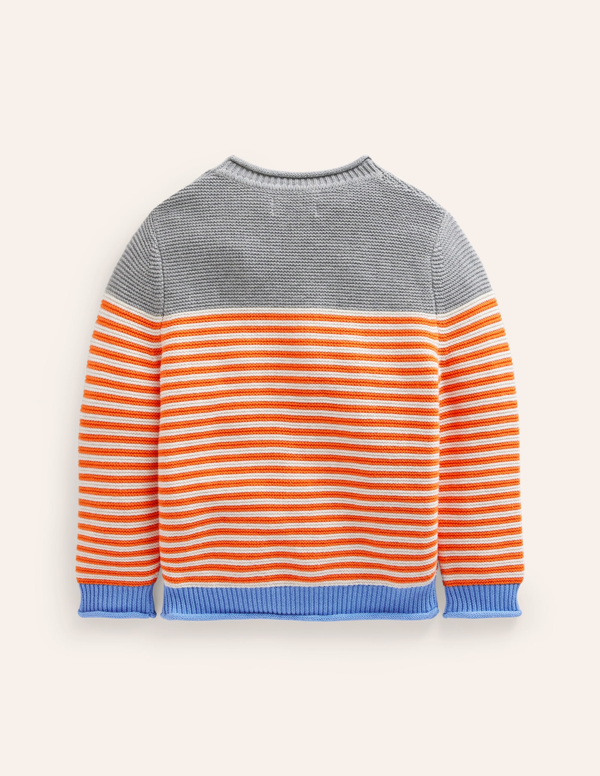 Everyday Stripe Cotton Jumper-Terracotta Orange & Ecru Marl - Image 2