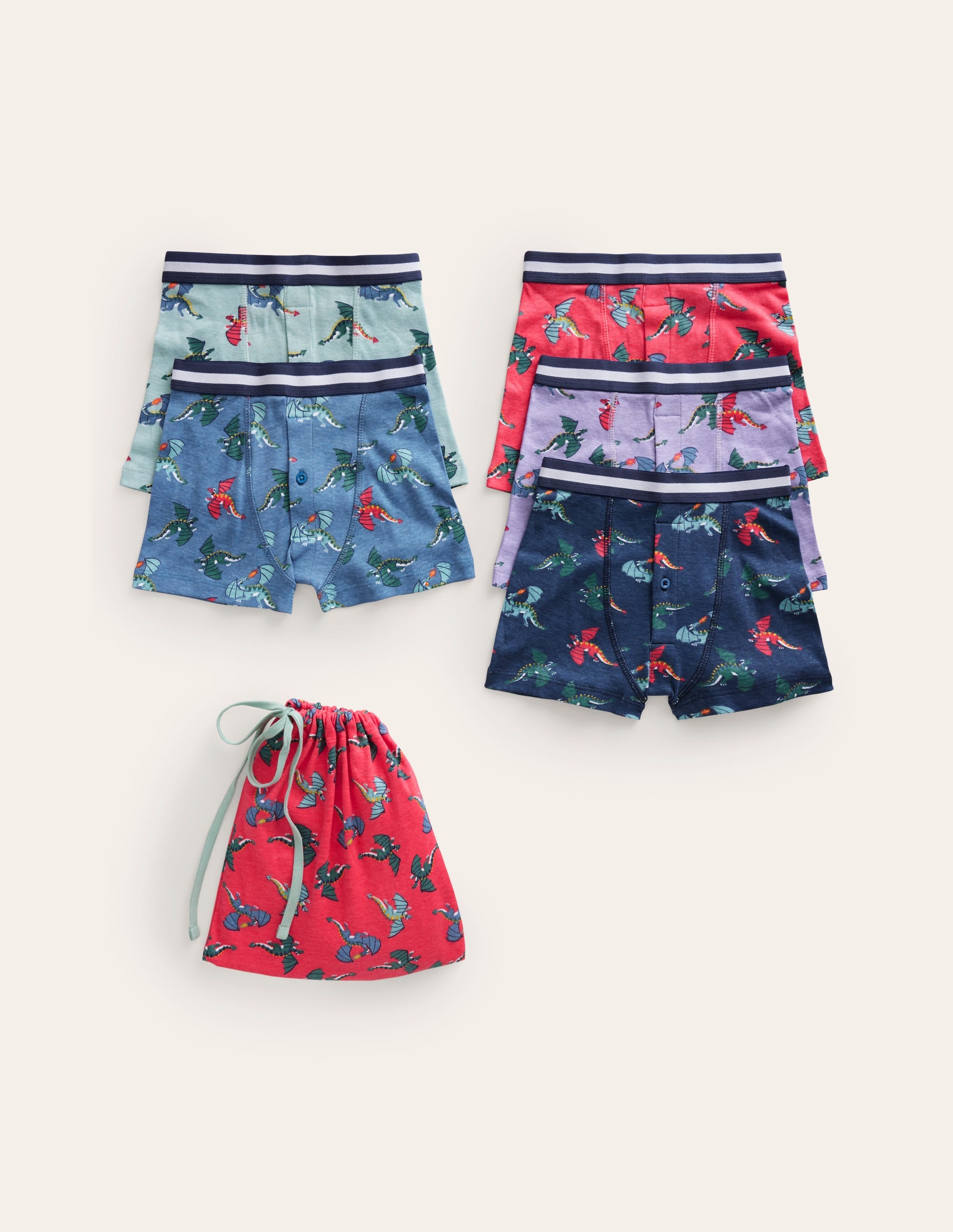 Boxers 5 Pack-Multi Dragons - Image 1