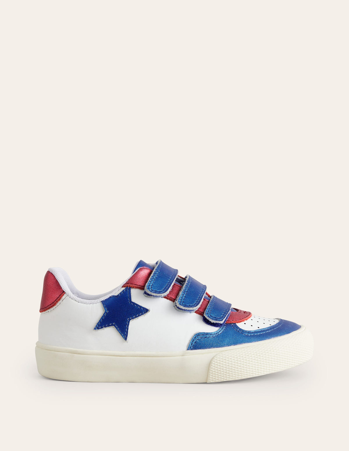 Metallic Leather Low Top-White Metallic Colourblock - Image 1