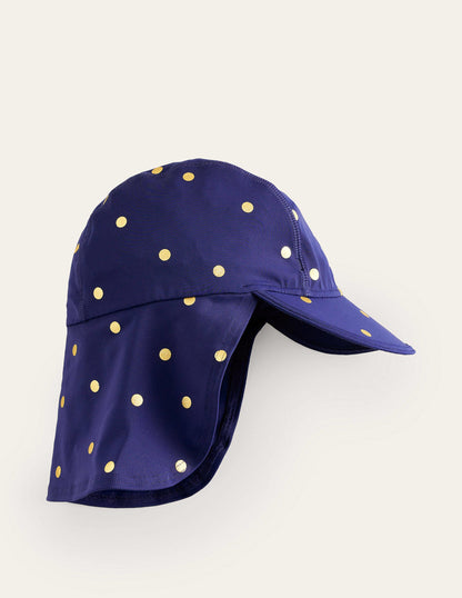 Printed Sun-Safe Swim Hat-Navy Foil Spot