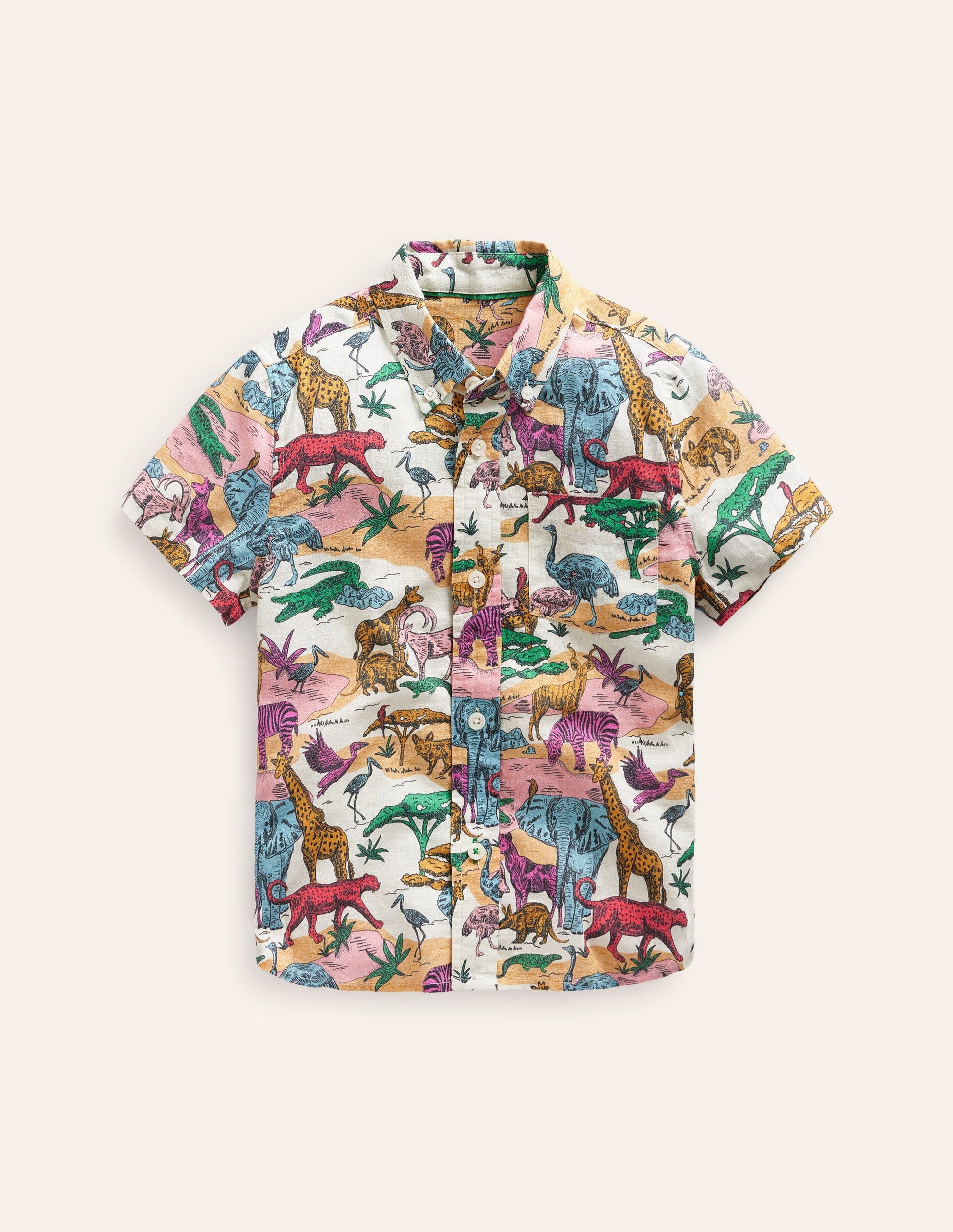 Cotton Linen Shirt-Multi Savannah Scene-1