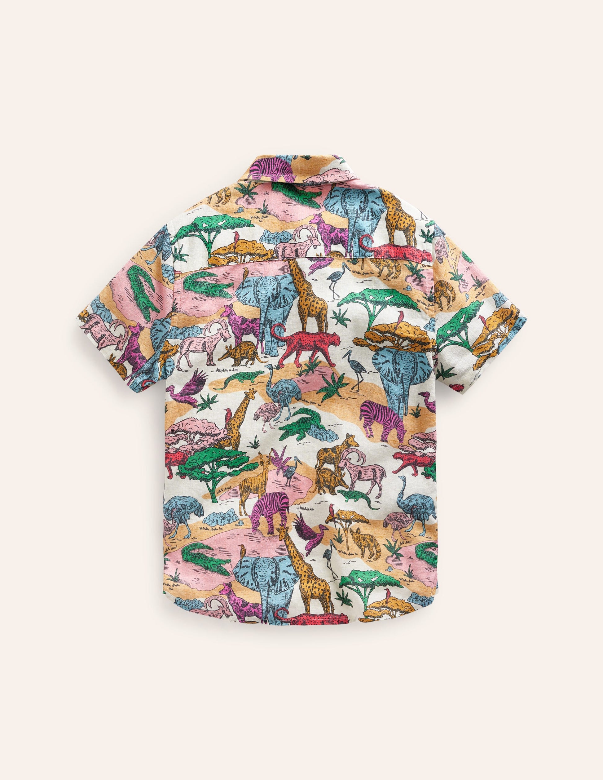 Cotton Linen Shirt-Multi Savannah Scene-2