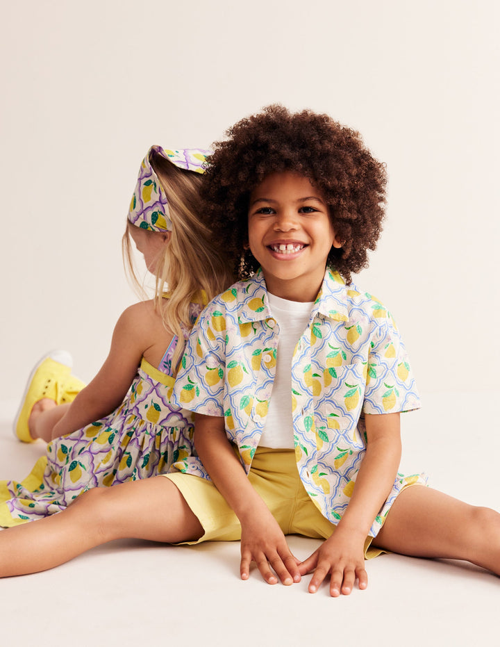 Cotton Linen Shirt-Yellow Lemon Gove