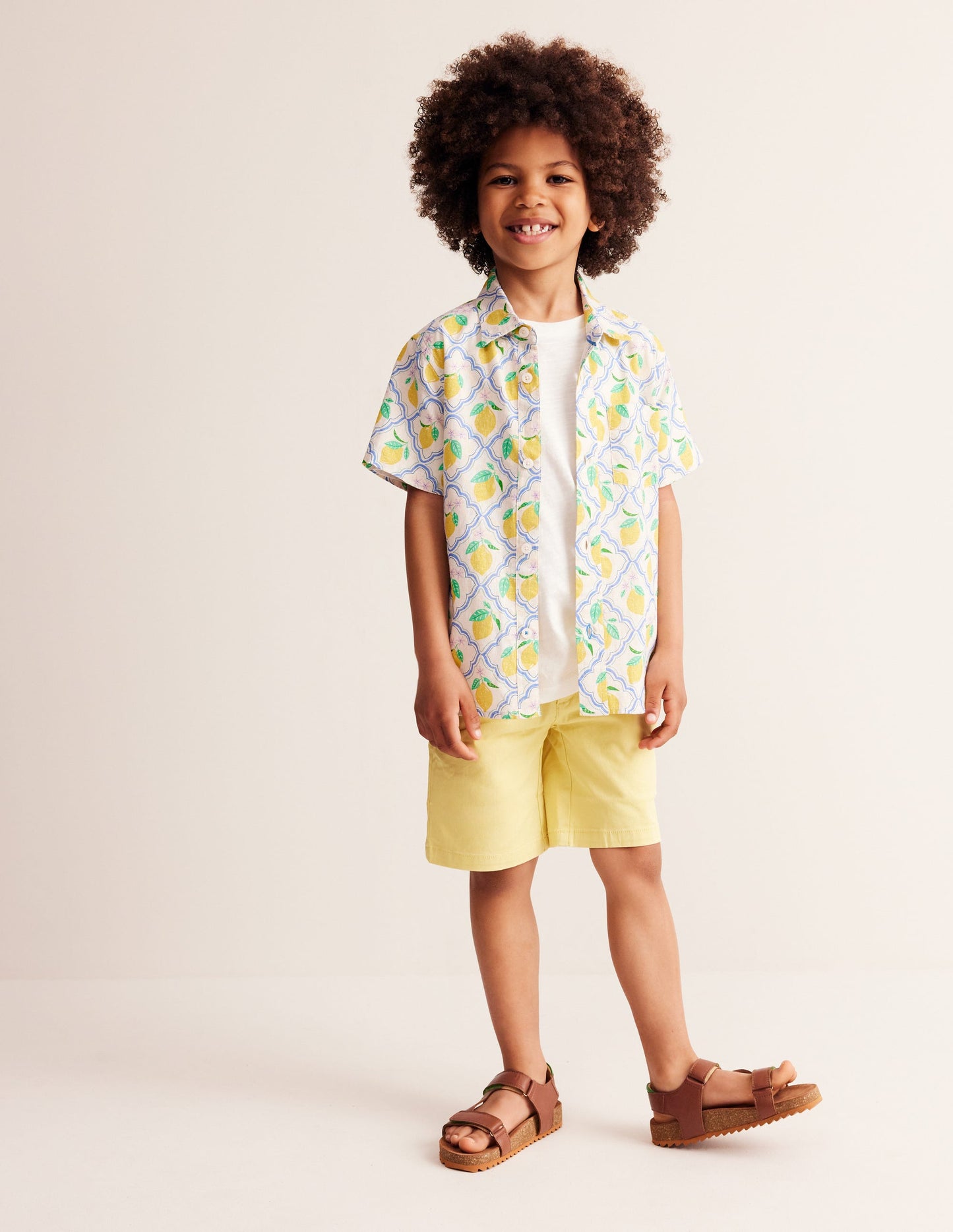 Cotton Linen Shirt-Yellow Lemon Gove