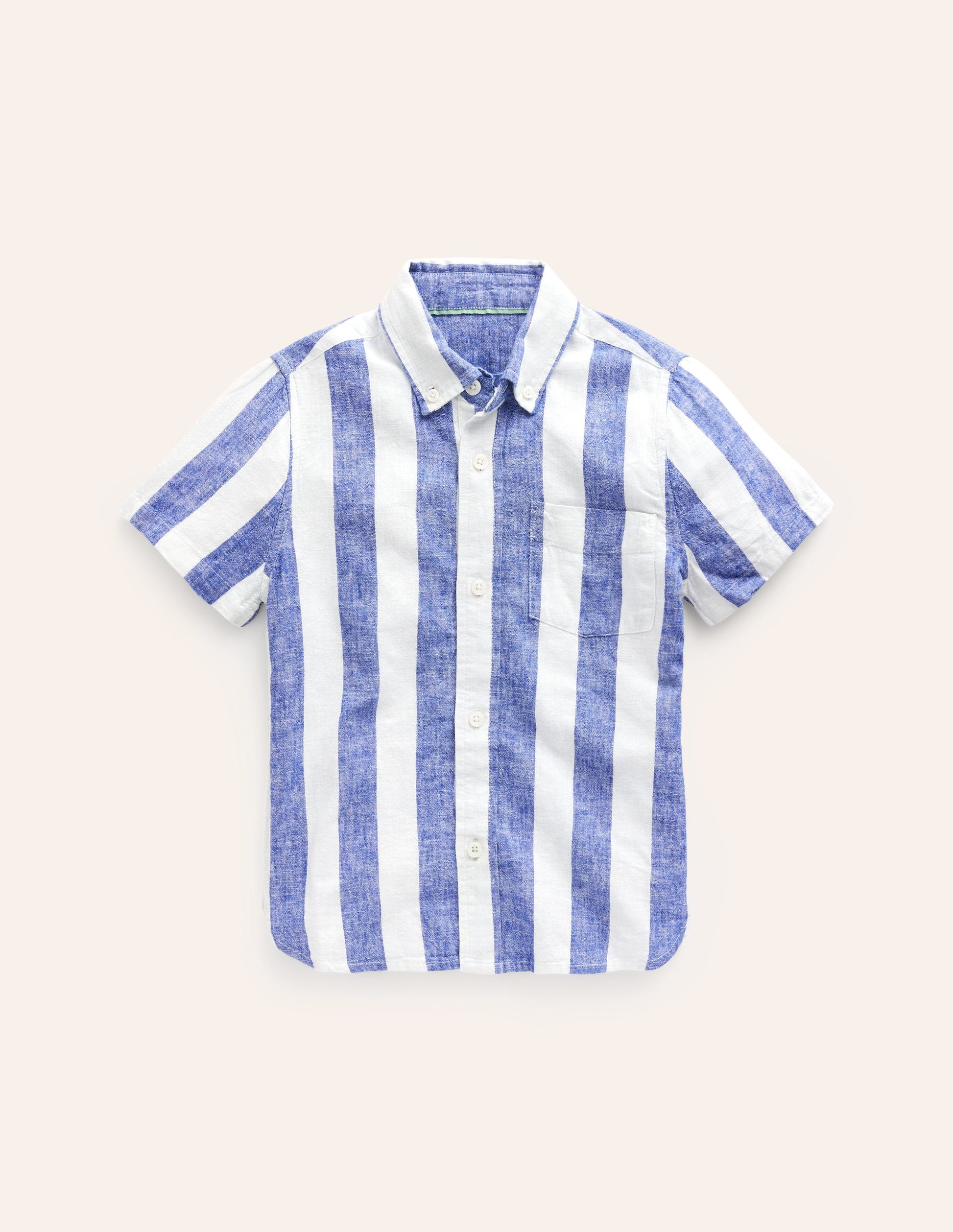 Cotton Linen Shirt-Sapphire Blue / Ivory Stripe-1
