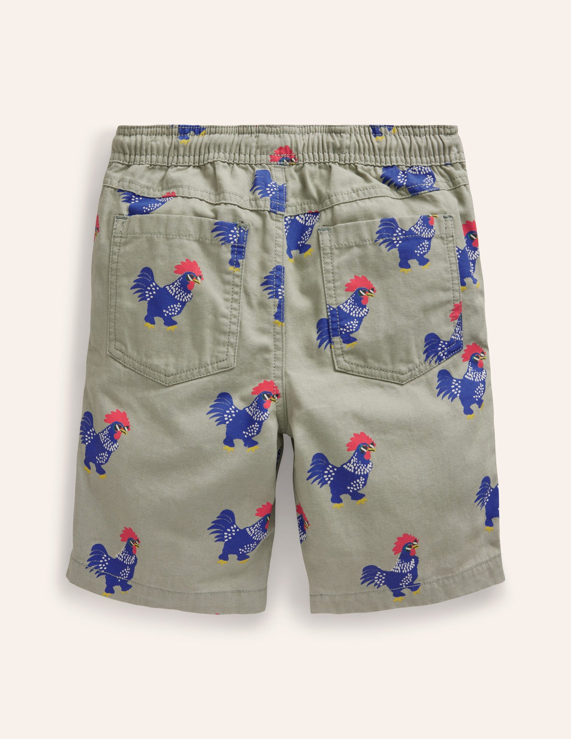 Pull-on Drawstring Shorts-Pottery Green Chicken-2