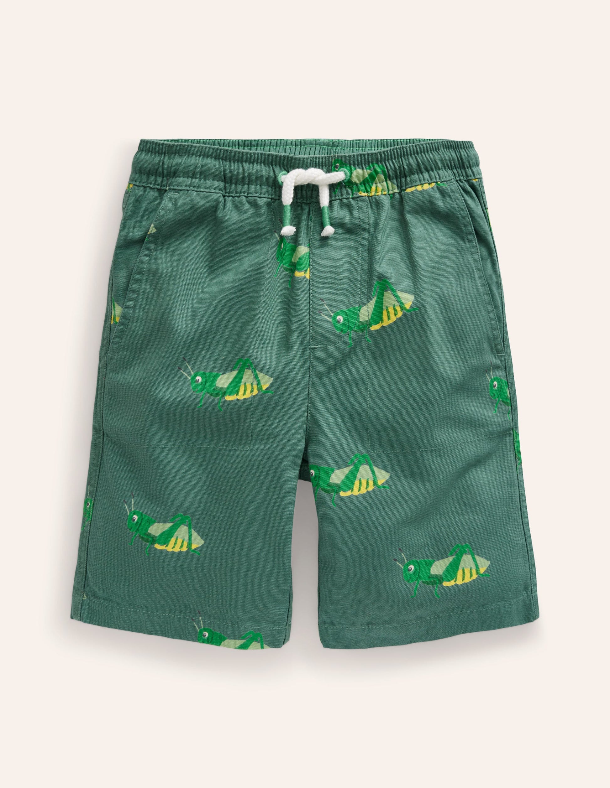 Pull-on Drawstring Shorts-Pea Green Grasshopper-1