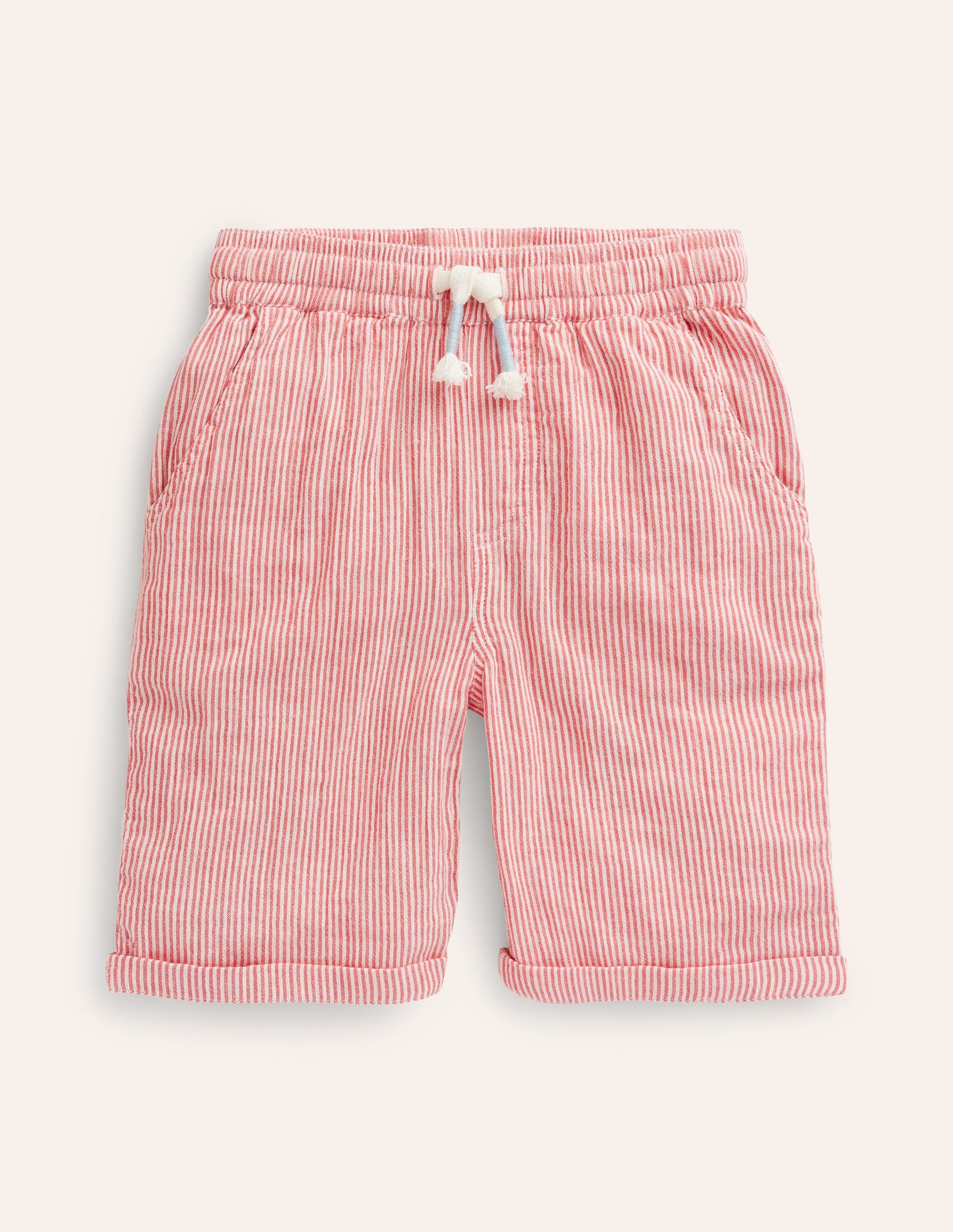 Lightweight Holiday Shorts-Jam Red / Ivory Stripe-1