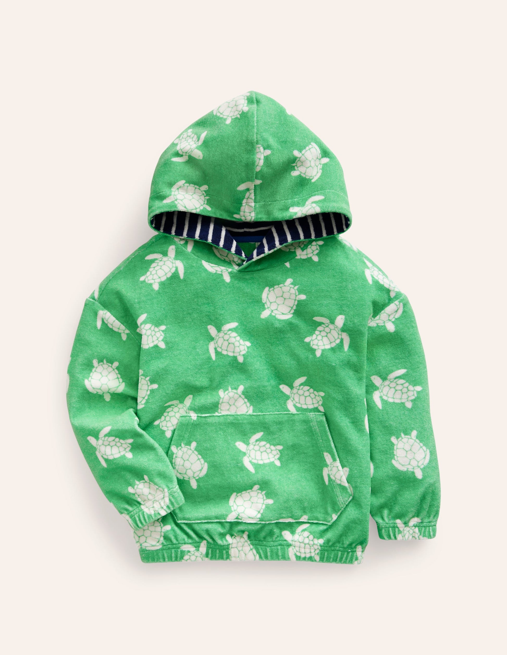 Towelling Hoodie-Pea Green Turtles-1