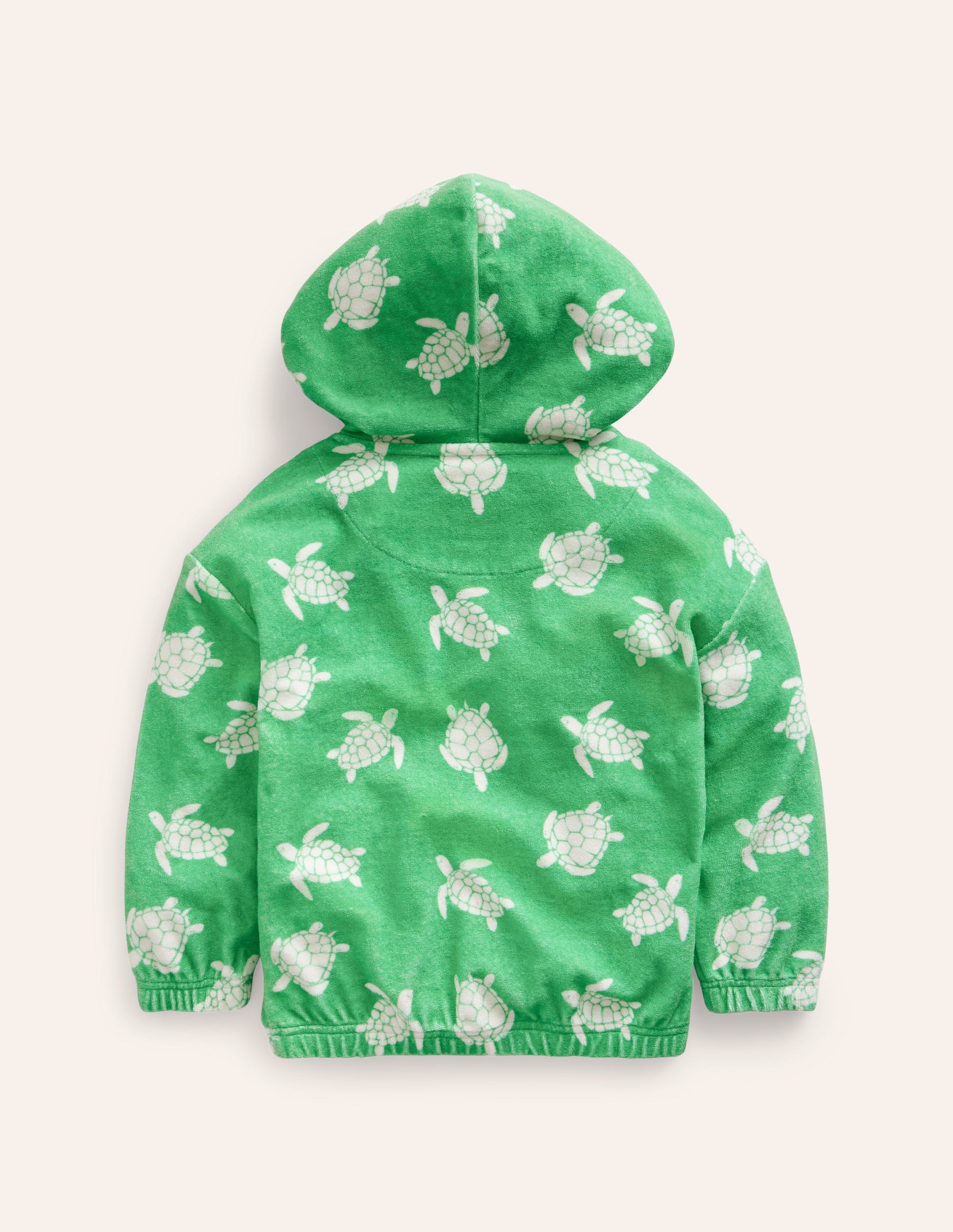 Towelling Hoodie-Pea Green Turtles-2