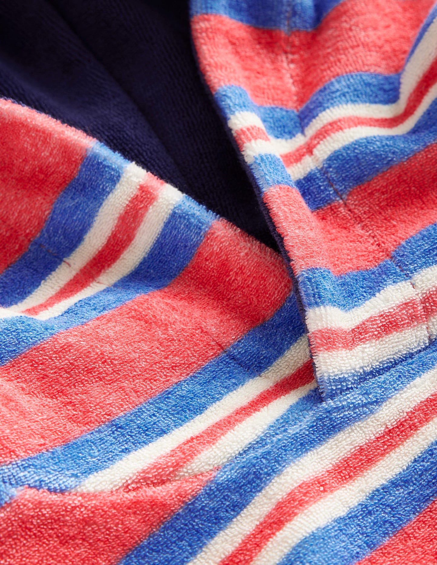 Towelling Hoodie-Jam Red/ Cabana Blue Stripe