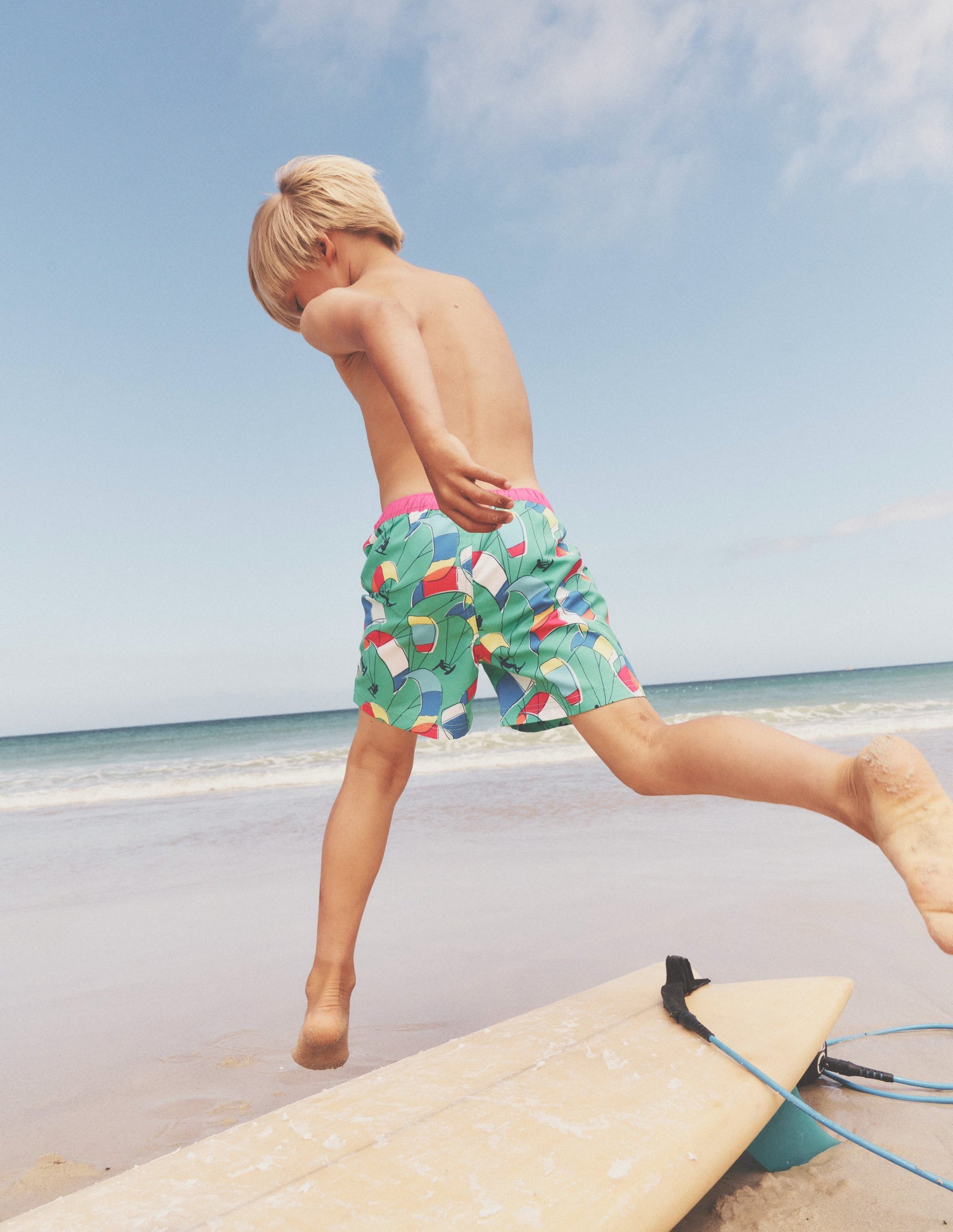 Swim Shorts-Pea Green Kite Surfers-4