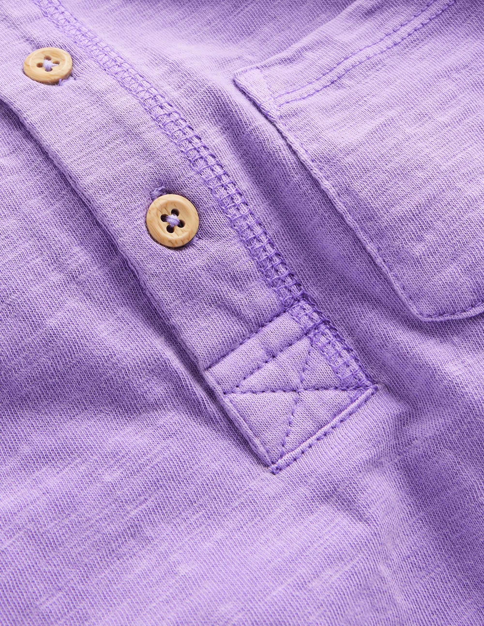 Washed Cotton Henley T-shirt-Soft Lavender - Image 3