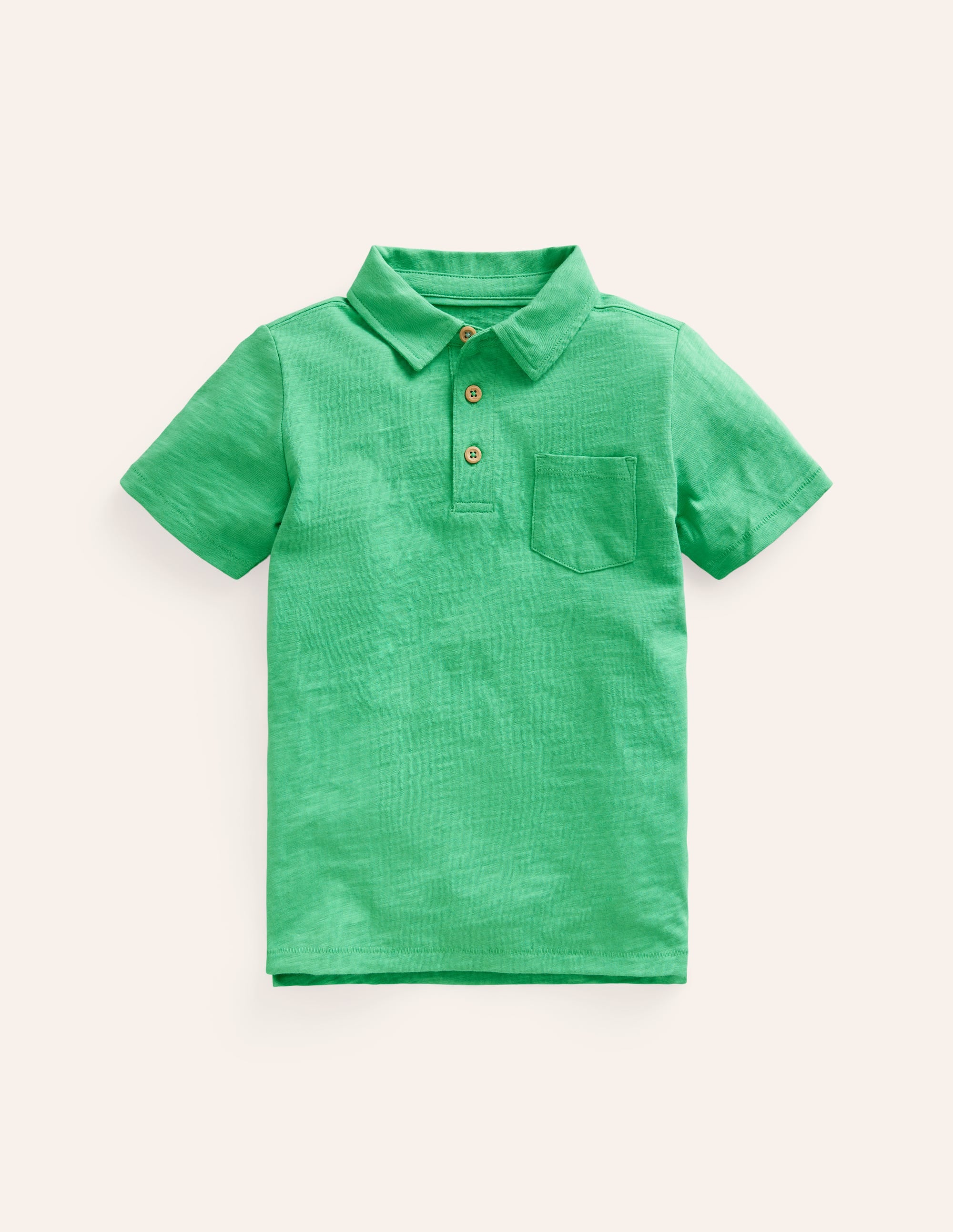 Slub Polo Shirt-Pea Green - Image 1