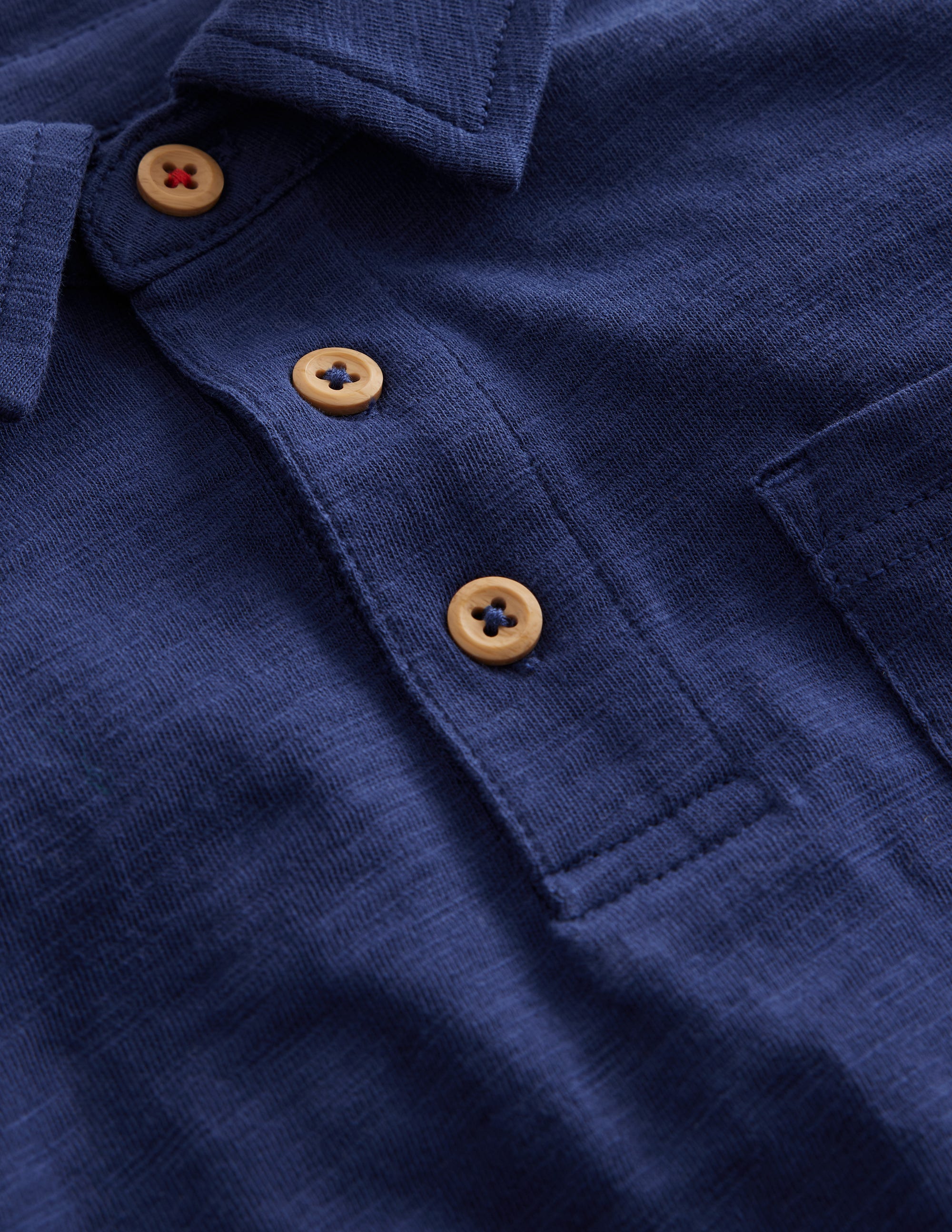 Slub Polo Shirt-College Navy - Image 3