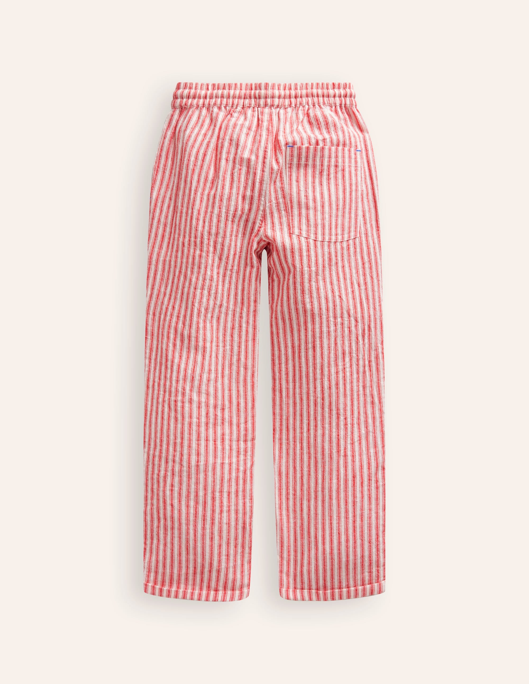 Summer Pull-On Trousers-Strawberry Tart Red Ticking - Image 2