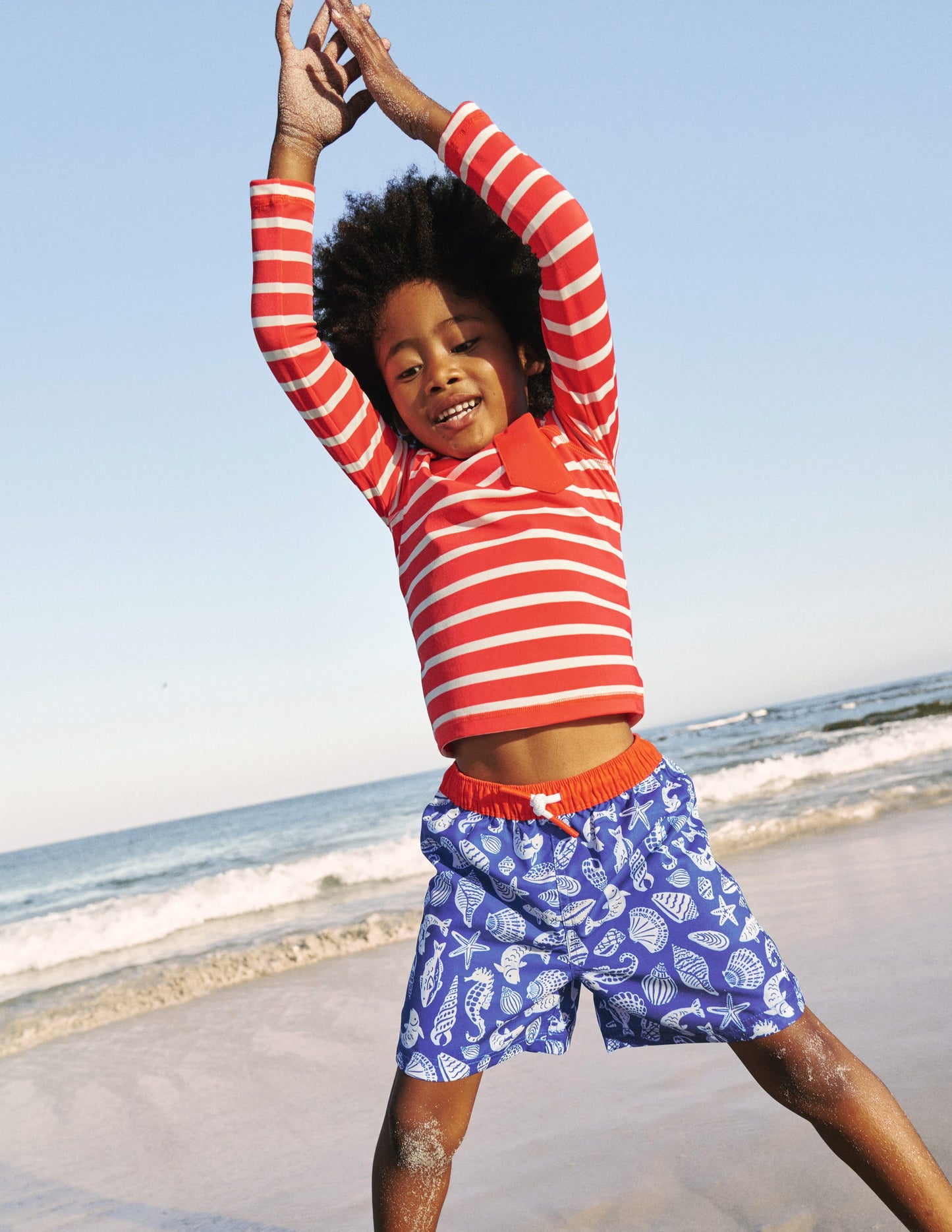 Breton Rash Vest-Red/ Ivory Stripe