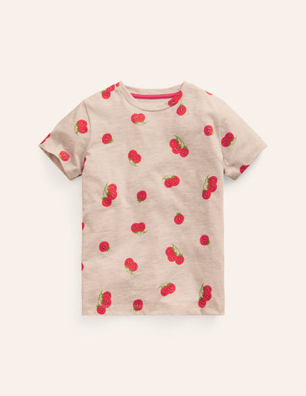 All-over Printed T-Shirt-Oatmeal Marl Tomatoes