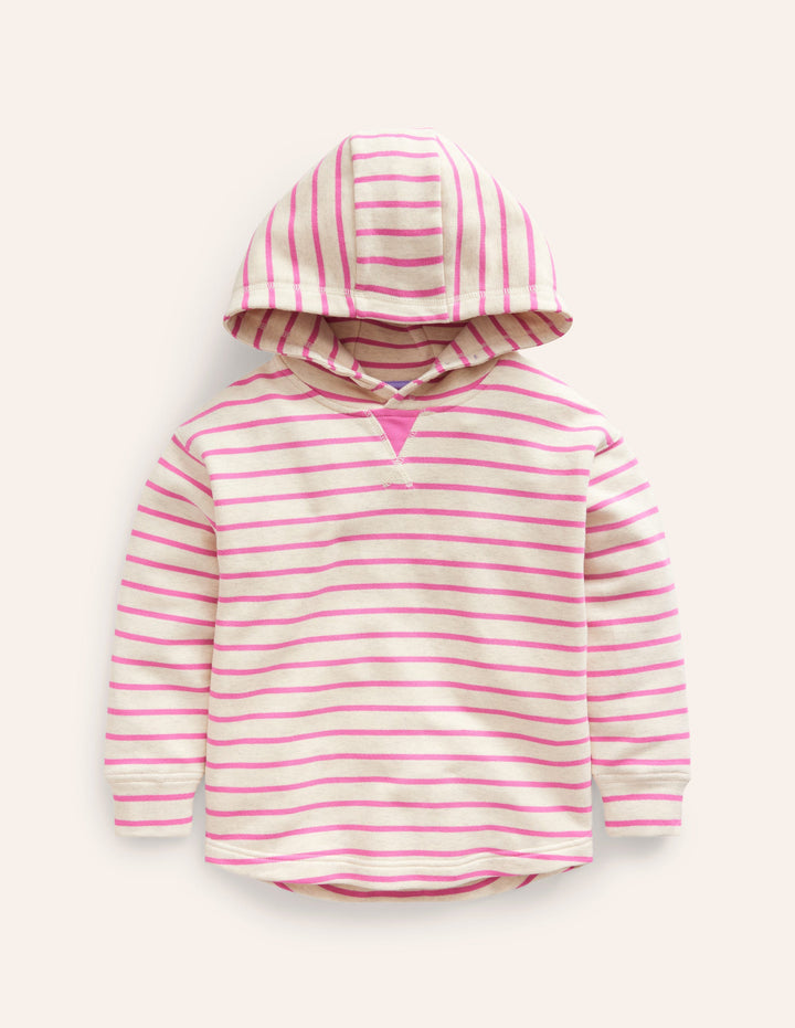 Cosy Relaxed Hoodie-Oatmeal Marl/Pink