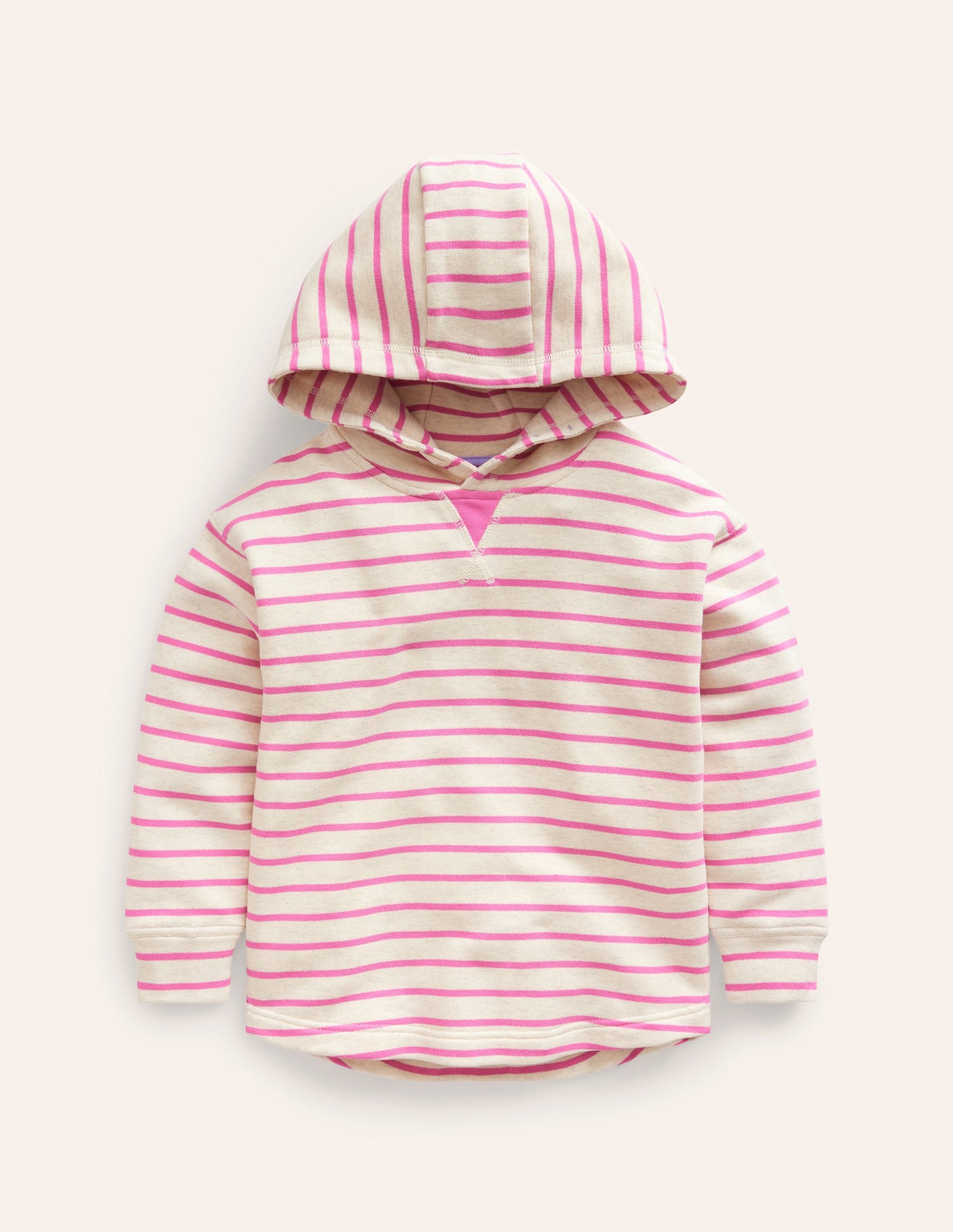 Cosy Relaxed Hoodie-Oatmeal Marl/Pink