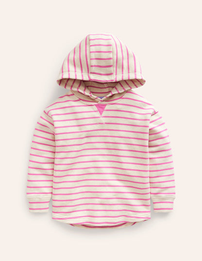 Cosy Relaxed Hoodie-Oatmeal Marl/Pink-1