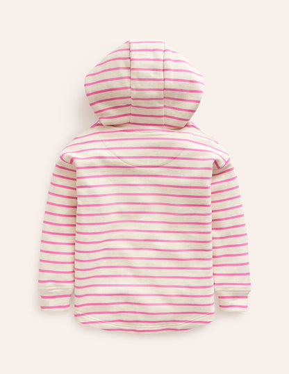 Cosy Relaxed Hoodie-Oatmeal Marl/Pink-2