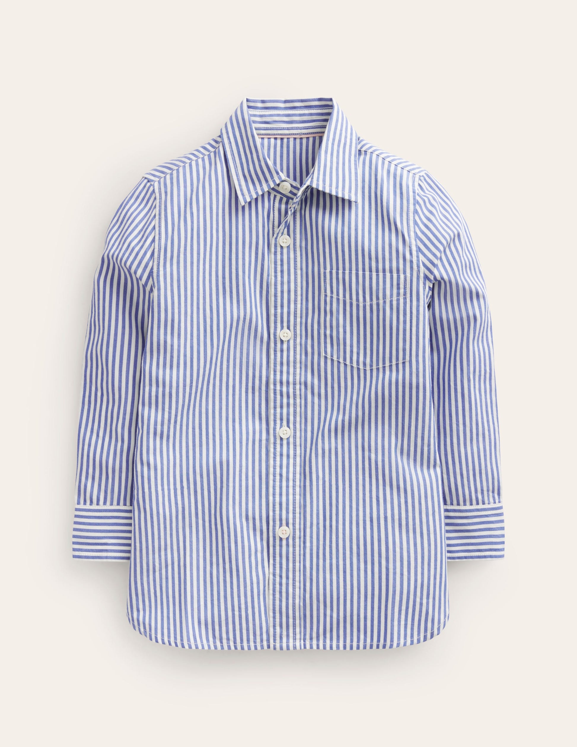 Cotton Shirt-Bluejay/Ivory Stripe-1