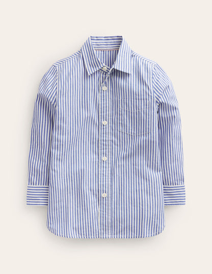 Cotton Shirt-Bluejay/Ivory Stripe-1